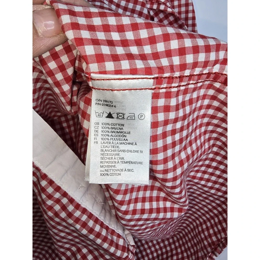 H&M Red and White Plaid dress‎ shirt button down long sleeve SZ: LARGE EUC